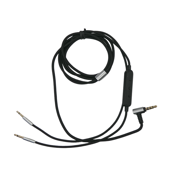 Cable trenzado de nailon Strauss & Wagner Landen Dual 2.5mm a 3.5mm en L con micrófono para auriculares Sennheiser HD202/HD212, HIFIMAN HE400I/HE-400S/HE-350, Sivga Oriole/SV021