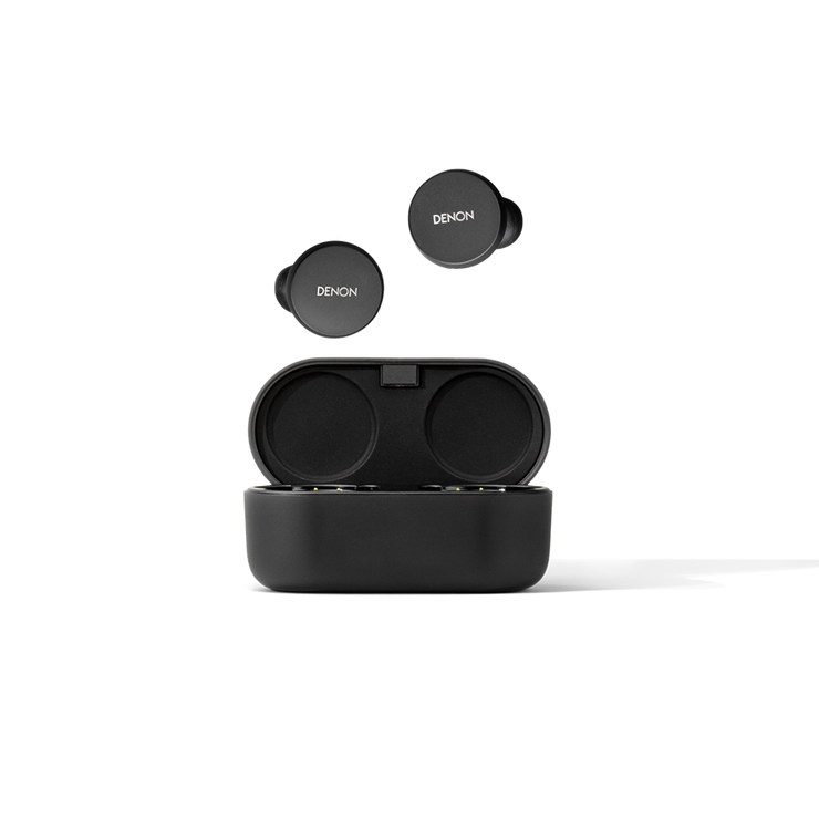 Angle - Shop Denon PerL True Wireless Noise-Canceling Earbud headphones on Audio46 - Black