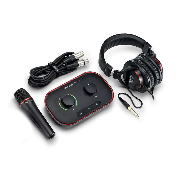 Kit de estúdio Focusrite Vocaster One para podcasting solo
