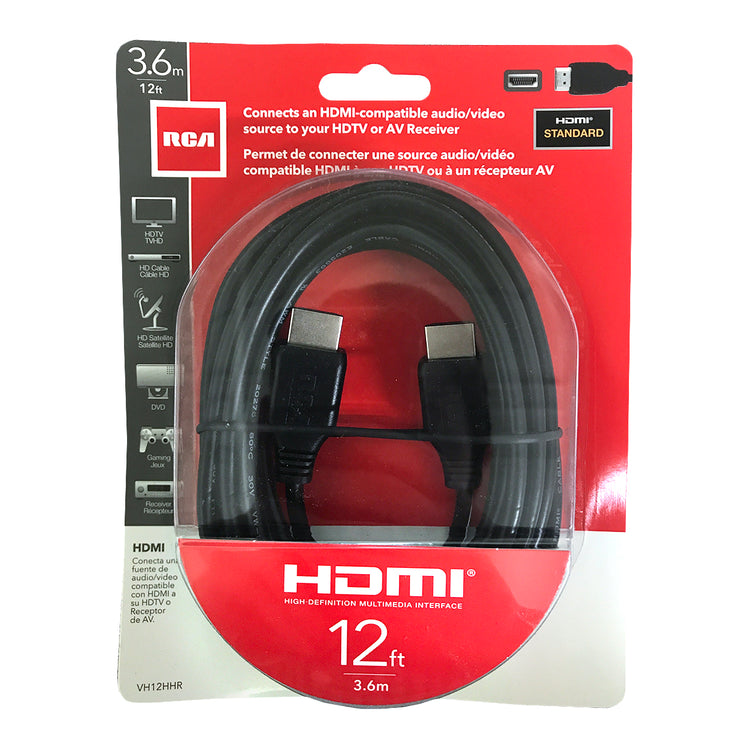 Cabo HDMI de áudio RCA de 12 pés
