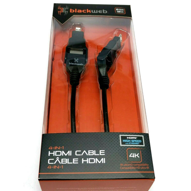 Cabo 4 em 1 4K Ultra HD HDMI 6 pés Blackweb